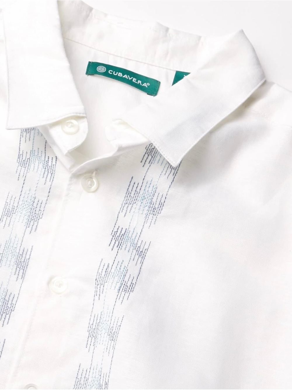 Cubavera Linen Embroidered Guayabera Short Sleeve Button Up Shirt - Picture 2 of 6